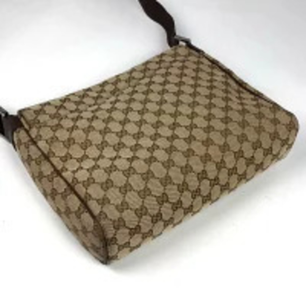 Gucci Messenger Bag Shoulder Canvas Brown GG Brown